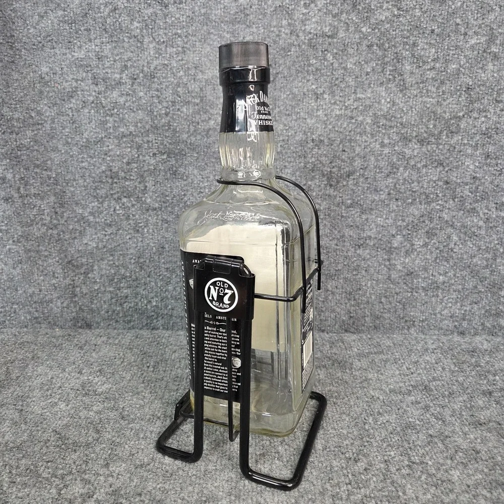 Jack Daniels Whiskey 1.75 Litre Bottle in Swing Metal Cradle Pour Holder Mancave
